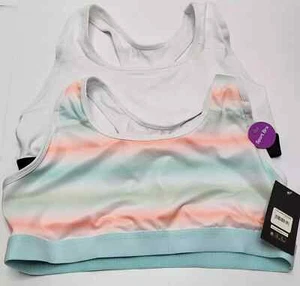 2 Girls Size 34 Racerback Sport Bras Athletic Works Polyester Spandex Summer Gym - Picture 1 of 4