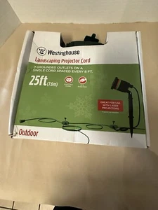 WESTINGHOUSE 25ft Landscaping Projector CORD Green 3 Grounded OUTLETS Outdoor  - Picture 1 of 5