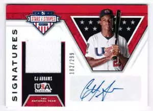 2019 PANINI STARS & STRIPES USA BASEBALL CJ ABRAMS S-CA SIGNATURES JSY AUTO /299 - Picture 1 of 2