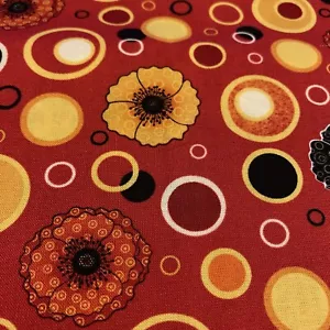 Pretty Poppies Floral Fabric By Heaven Sent Designs MCM Yellow Orange Black 1 Yd - Picture 1 of 14