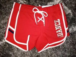 Girls justice lace up sport shorts size 8 new red with dance graphics  - Picture 1 of 2