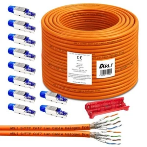 ARLI 100m Cat7 Duplex Netzwerkkabel + 10x Rj45 Cat8.1 Stecker Netzwerk Kabel Set - Bild 1 von 12