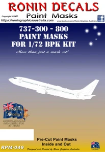 1/72 Ronin DecalsBoeing 737- 300 / 800 Paint Masks for BPK Kit - Picture 1 of 3