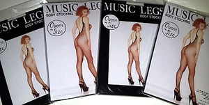 QUEEN PLUS SIZE LINGERIE BODY STOCKING SEXY BLACK FISHNET MUSIC LEGS 4pc LOT - Picture 1 of 2