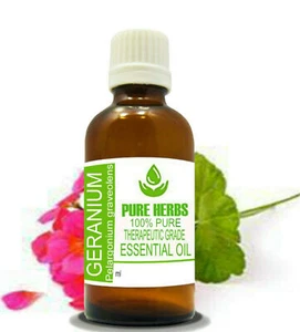 Pure Herbs Geranium 100% Pure & Natural Pelargonium graveolens Essential Oil B41 - Picture 1 of 1