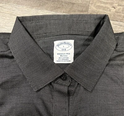 Brooks Brothers Womens Large Wrinkle-Free Stretch Pinpoint Shirt Charcoal - Image 1 of 4