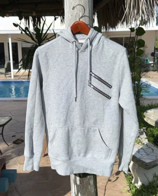 PRPS GRAY ZIPPER DETAIL POCKET HOODIE SWEATESHITRT Sz M Foto 1 de 4