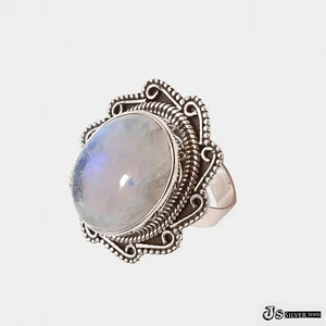 Rainbow Moonstone Gemstone 925 Sterling Silver Designer Ring Wedding Jewelry - Picture 1 of 4