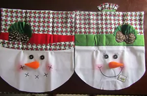 Collections ETC. 2- Piece Festive Christmas Snow Family Chair Back Covers Set - Picture 1 of 13