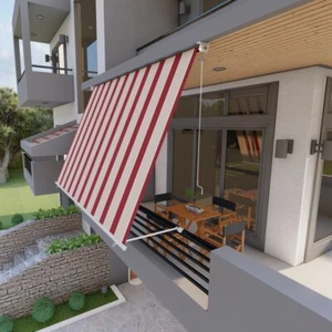 Tenda da sole a caduta con bracci per balcone terrazzo finestra 300cm Beige Bord - Foto 1 di 5