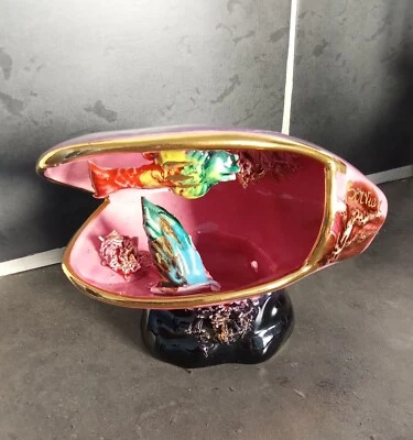 Vintage 60/70 Lampe veilleuse céramique de Vallauris Coquillage Poisson Moule C4 - Photo 1/4