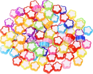 100PCS Small Flower Beads Charms 10Mm Acrylic Spacer Beads for Jewelry Making Br - Picture 1 of 6