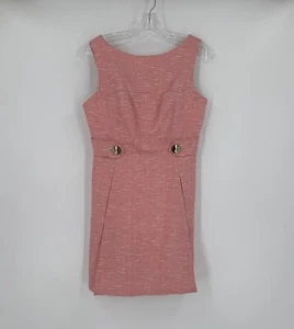 Tibi Womens Pink Striped Linen Cotton Blend Pleated Short Sheath Dress Sz 6 - Picture 1 of 6