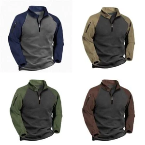 Herren Warm Pullover Sweater Pulli Stehkragen Langarmshirt Halber Reißverschluss - Bild 1 von 12