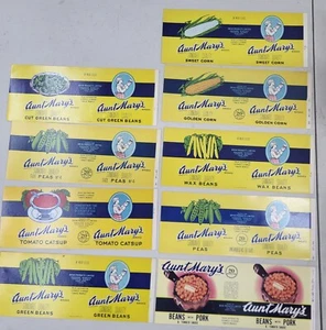 CANADA Sample Can Label Aunt Mary Brand Brim Toronto Ontario Collection of 9 - Picture 1 of 4