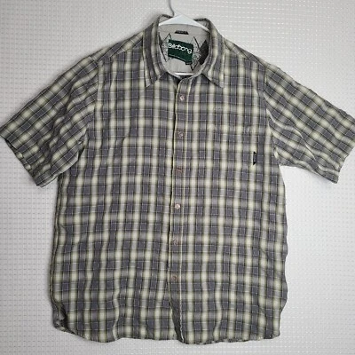 Billabong Mens Medium Straight Fit Plaid Button Up Short Sleeve Green Casual EUC - Image 1 of 4