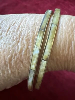 Brazalete Apilable Vintage 2 Delgado Madreperlas MOP Blanco Shell Foto 1 de 4