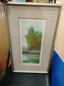 Acquaforte vintage, incisione, colorata a mano firmata illeggibile 13x21 - Foto 1 di 19