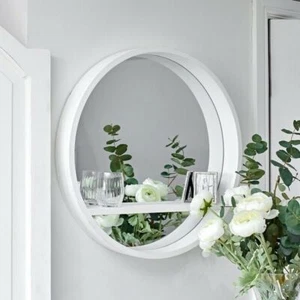 White Round Wall Mirror Porthole Make Up Hallway Bathroom Bedroom Home Decor - Picture 1 of 3