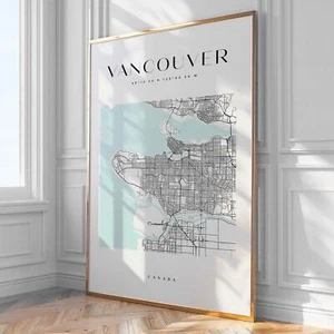 Vancouver Map Print, Home Decor, Wall Art, Print, Poster, Framed - Picture 1 of 5