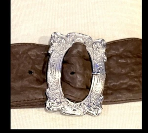 B-Low The Belt Wide Belt Soft Brown Embossed Leather Silver Western Buckle Sz XS - Picture 1 of 17