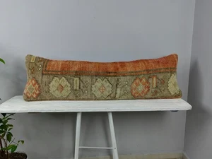LONG BOLSTER PILLOW TURKISH RUG PILLOW LONG BED PILLOW LONG LUMBAR PILLOW DECOR - Picture 1 of 12