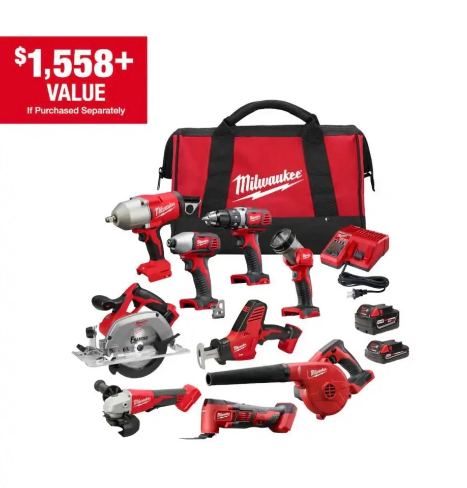 Milwaukee (9-Tool) M18 Cordless Combo Kit w/ 2-Battieries 2697-29