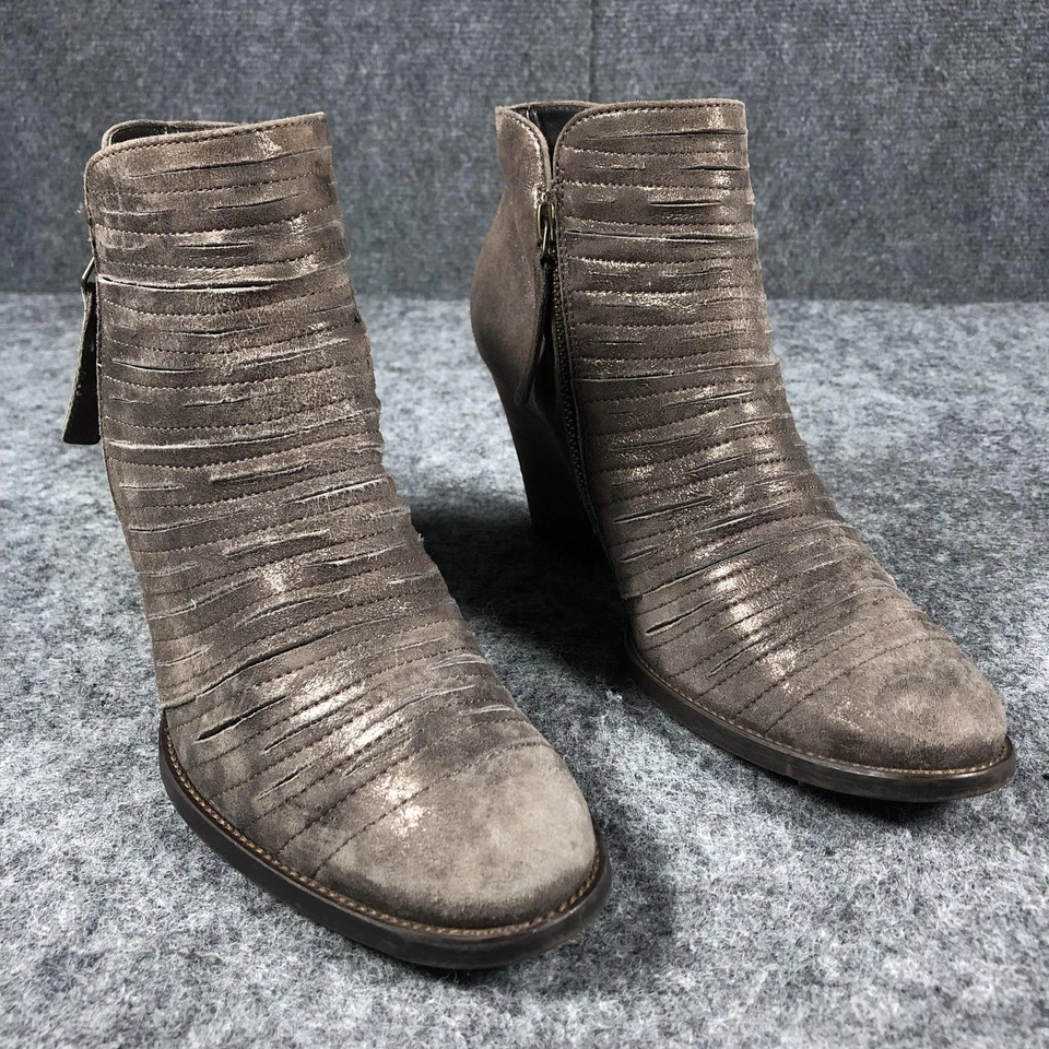 Botines de gamuza Paul Green para mujer talla 7,5 marrón topo tacón bloque Foto 1 de 4