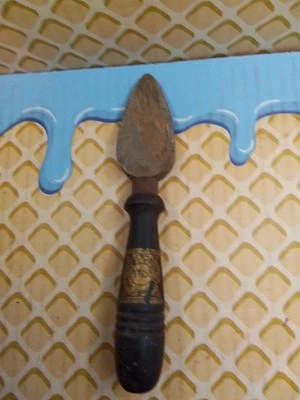 Vintage Crystolon Norton Knife Tool Blade Sharpening Stone Black Wooden Handle - Image 1 of 2