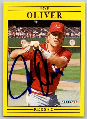 1991 Fleer #75 Joe Oliver SIGNED   Cincinnati Reds - Image 1 of 2