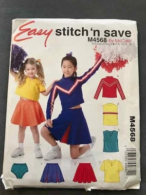 McCall’s Easy Stitch ‘n Save M4568 Cheerleader Pattern Girls Sz 7-14 Uncut 2004 - Image 1 of 4