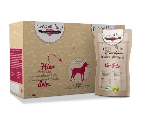 Herzenshund Bio Pute mit Bio Gemüse | 18x 130g Hundefutter nass - Bild 1 von 1