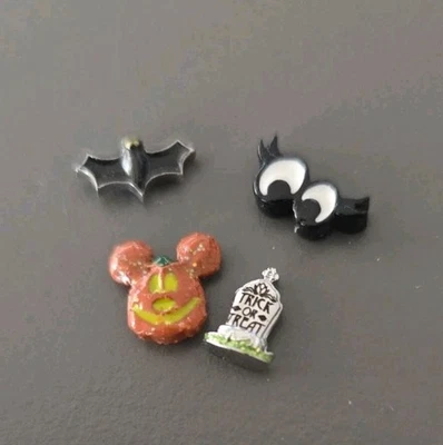 Origami Owl HALLOWEEN 4 CHARM SET:  DISNEY MICKEY PUMPKIN, BAT, SPOOKY EYES, RIP - Image 1 of 3