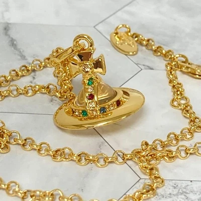 Vivienne Westwood Tiny Orb Necklace Gold Used Elegant Jewelry From Japan - Image 1 of 4