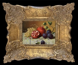 Framed Original Oil Painting On Canvas Pomegranate Signed By The Artist - Picture 1 of 2