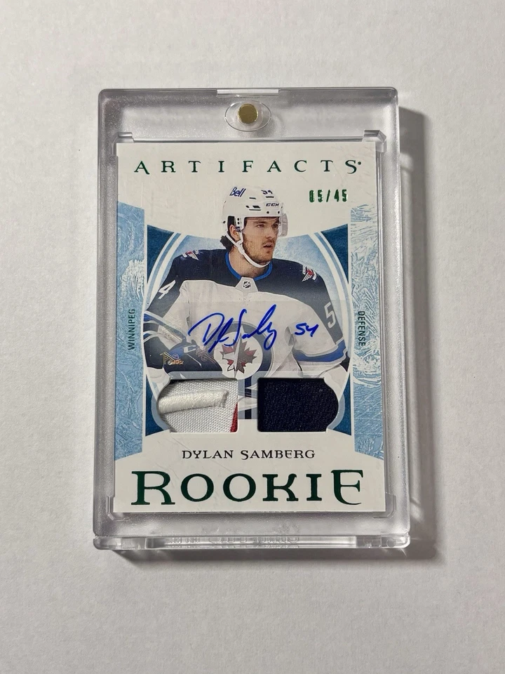 2022-23 Upper Deck Artifacts Dylan Samberg Green Rookie Patch Auto RPA /45 #187 - Image 1 of 2