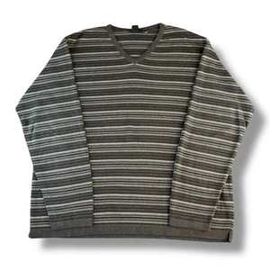Vintage GAP Striped V-Neck Long Sleeve Pullover Sweater Y2K Skater Streetwear XL - Picture 1 of 8