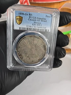 1898 Go RS PCGS Cleaned AU Detail Mexico Un Peso Silver Coin, - Image 1 of 4