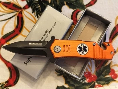 Stocking Stuffer! Navaja de Bolsillo Plegable Asistida por Rescate EMS con Estrella de la Vida Foto 1 de 4