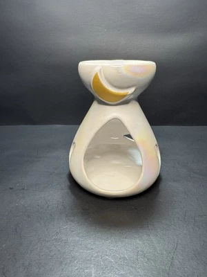 White Ceramic Oil/Wax Warmer Hand Made Poland Moon Design Tea Light Candle - Image 1 of 4