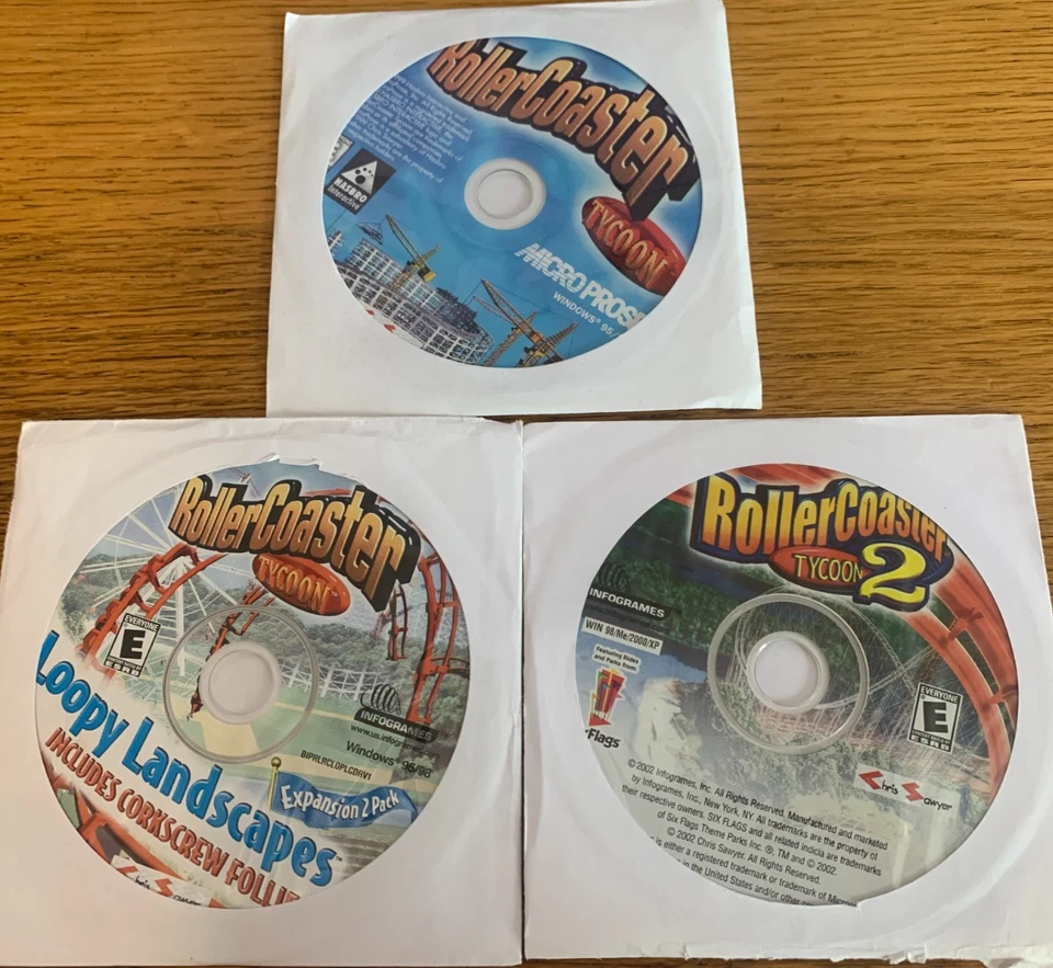 Roller Coaster Tycoon 1 + 2 + Expansion Pack PC 1999 Discs Only Bundle - Image 1 of 1