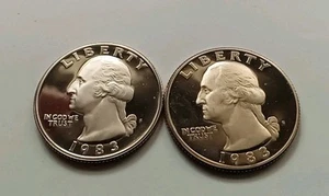1983 S Clad Washington Quarter Cameo Gem Proof-From US mint set copper/nickle - Picture 1 of 2