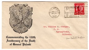 #690 Pulaski 1931 FDC - Planty #15 Cleveland OH - Picture 1 of 2