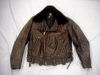 Chaqueta de cuero estilo carretera Golden Bear California para motocicleta/cuello a presión Foto 1 de 4