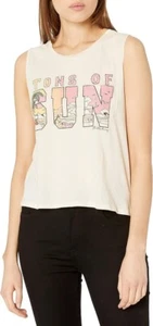 NWT Billabong Womens Juniors Size Large Ivory Graphic "Tons Of Sun" Tank Top - Picture 1 of 3