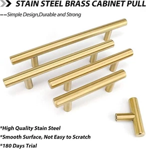 Brushed Brass Cabinet Handles Gold Dresser Pulls Drawer Handles - Picture 1 of 17