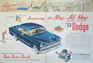 1952 vintage stampa Dodge doppia pagina annuncio. Veicolo rigido blu V8. - Foto 1 di 1