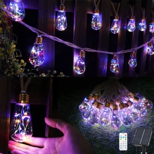 LED Solar Lichterkette RGB außen Lampe Glühbirnen Beleuchtung Balkon Dekor USB - Bild 1 von 12