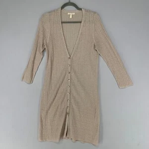 Cárdigan para mujer Eileen Fisher PL Petite grande tostado manga 3/4 cuello en V abotonado largo - Imagen 1 de 9