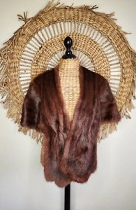 Premier Fur Melbourne Vintage Chocolate Brown Mink Cape Coatigan Designer - Picture 1 of 12